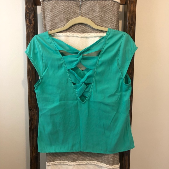 Teal express top with laced up back - Picture 2 of 2